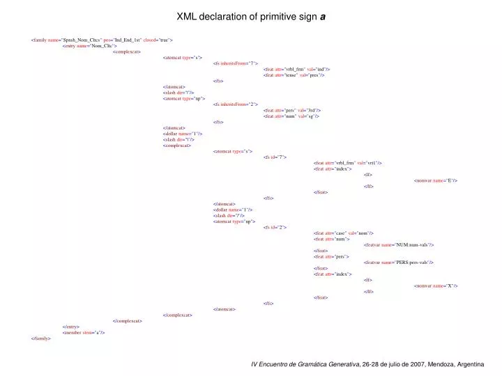 xml declaration of primitive sign a