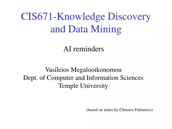 cis671 knowledge discovery and data mining
