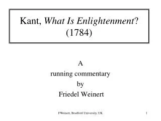 Kant, What Is Enlightenment ? (1784)