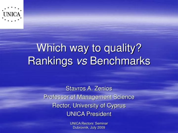 which way to quality rankings vs benchmarks
