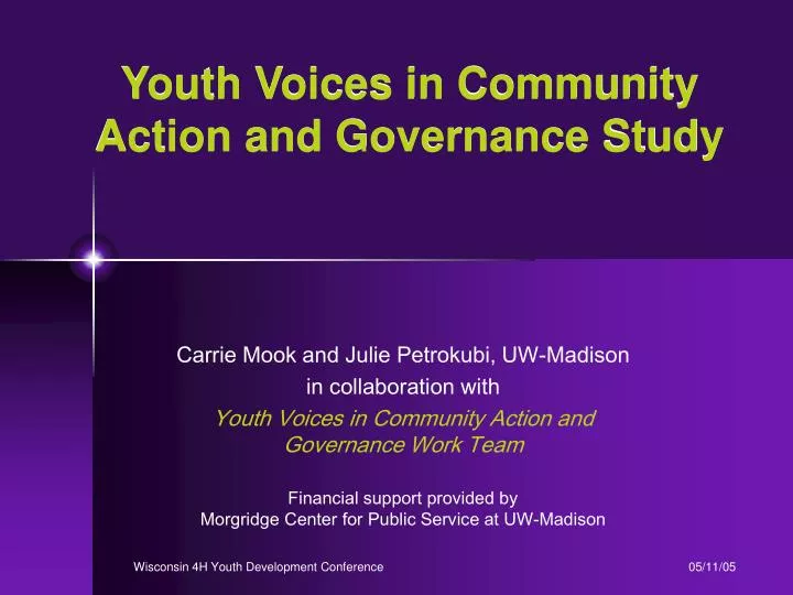 youth voices in community action and governance study