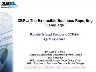 XBRL: The Extensible Business Reporting Language