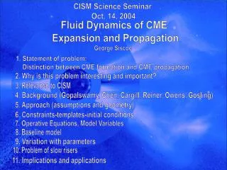 CISM Science Seminar Oct. 14, 2004