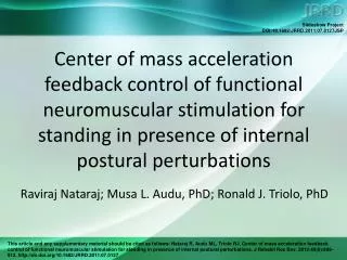 Raviraj Nataraj; Musa L. Audu, PhD; Ronald J. Triolo, PhD