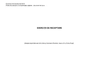 exerci ii de receptare
