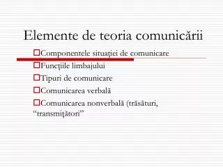elemente de teoria comunic rii