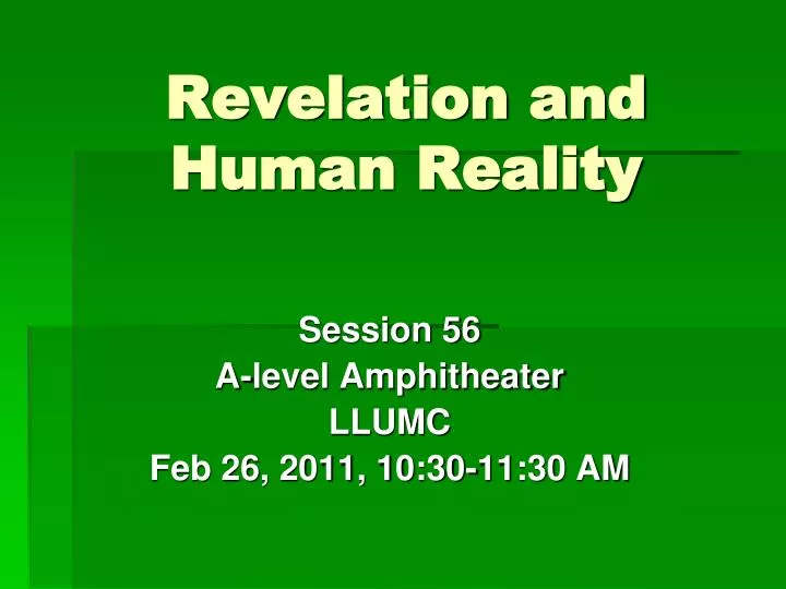 revelation and human reality