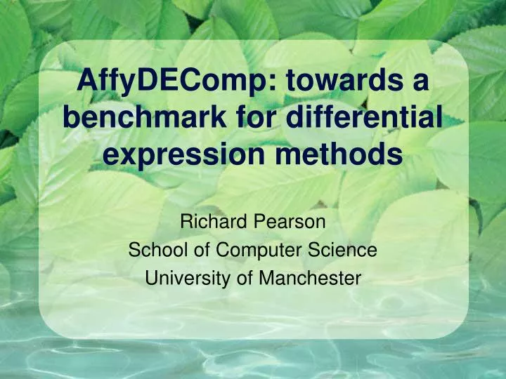 affydecomp towards a benchmark for differential expression methods