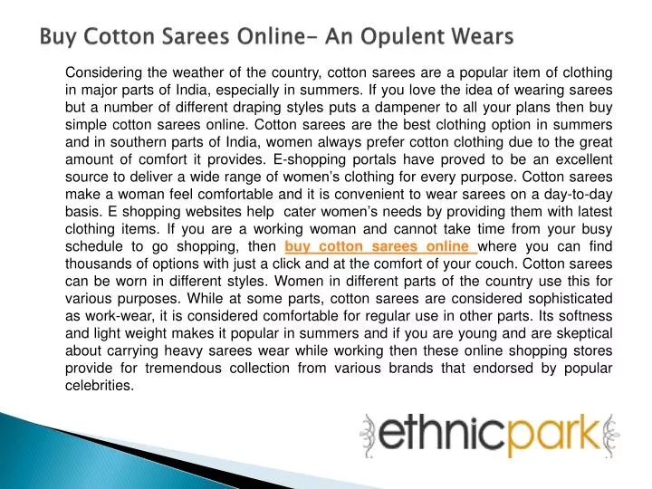 buy cotton sarees online an opulent wears