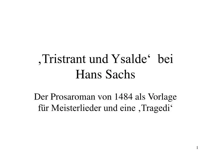 tristrant und ysalde bei hans sachs