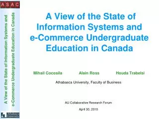 A View of the State of Information Systems and e-Commerce Undergraduate Education in Canada