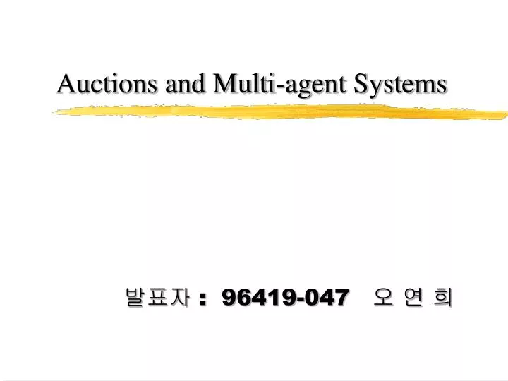 auctions and multi agent systems