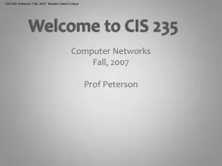 Welcome to CIS 235