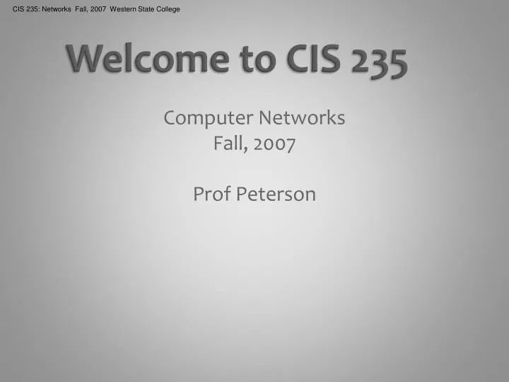 welcome to cis 235