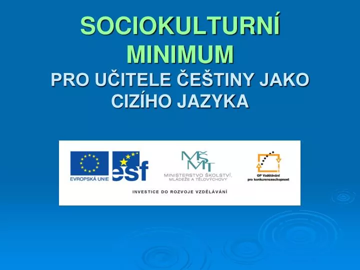 sociokulturn minimum pro u itele e tiny jako ciz ho jazyka