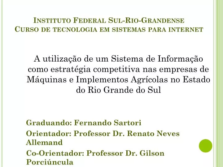 instituto federal sul rio grandense curso de tecnologia em sistemas para internet