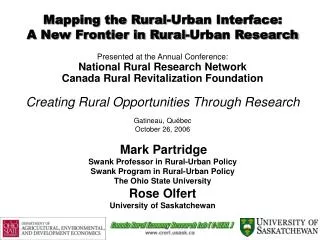Mapping the Rural-Urban Interface: A New Frontier in Rural-Urban Research