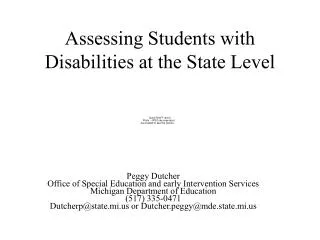 Assessing Students with Disabilities at the State Level