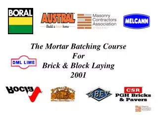 The Mortar Batching Course For Brick &amp; Block Laying 2001