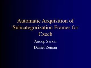 Automatic Acquisition of Subcategorization Frames for Czech