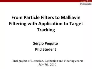 From Particle Filters to Malliavin Filtering with Application to Target Tracking