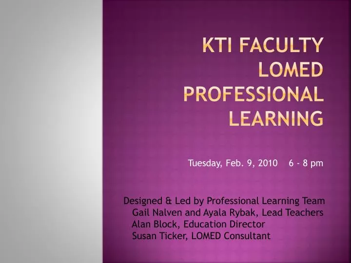 kti faculty lomed professional learning