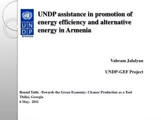 UNDP assistance in promotion of energy efficiency and alternative energy in Armenia