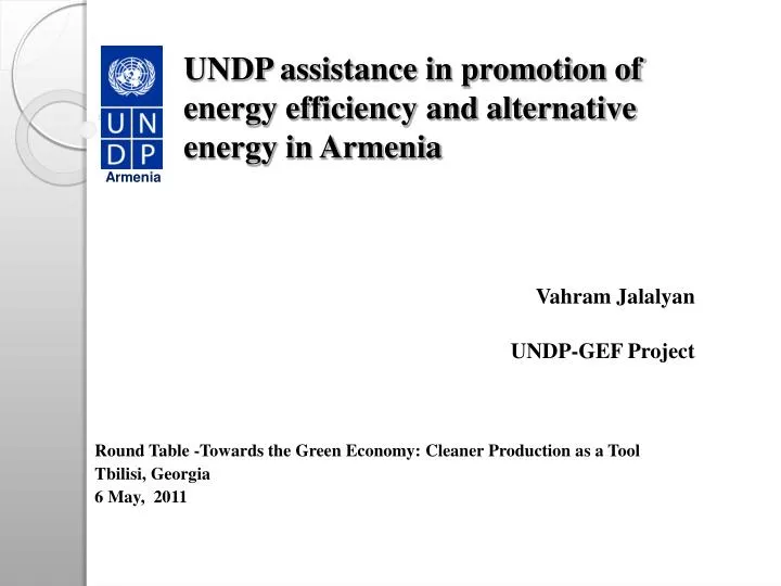 undp assistance in promotion of energy efficiency and alternative energy in armenia