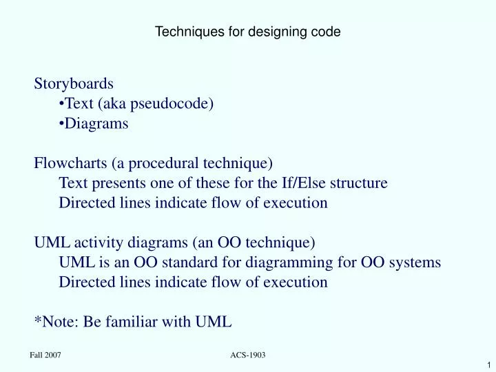 techniques for designing code