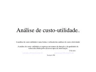 an lise de custo utilidade 1