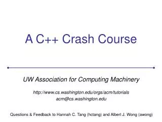 A C++ Crash Course
