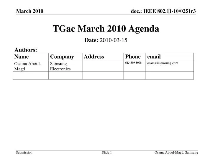 tgac march 2010 agenda