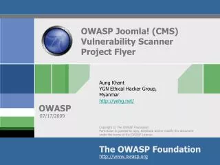 OWASP Joomla! (CMS) Vulnerability Scanner Project Flyer