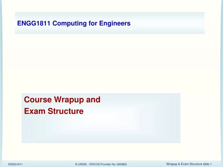 engg1811 computing for engineers