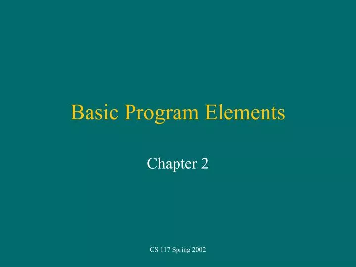 basic program elements