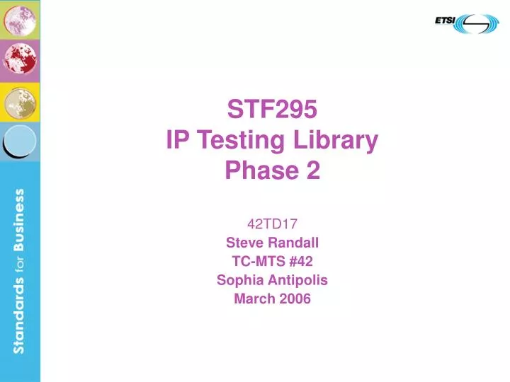 stf295 ip testing library phase 2