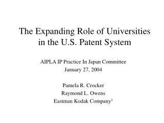 The Expanding Role of Universities in the U.S. Patent System