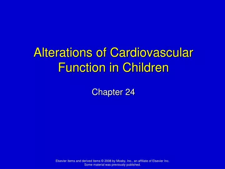 alterations of cardiovascular function in children