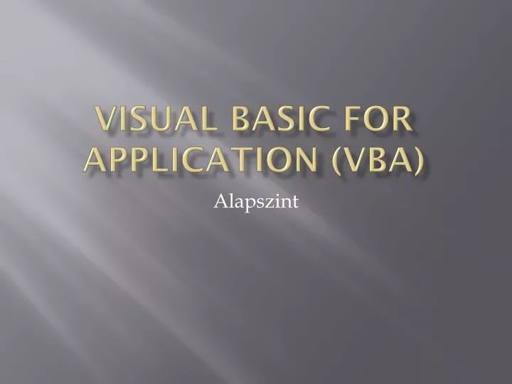 visual basic for application vba