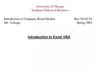 Introduction to Excel VBA
