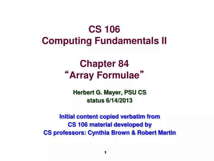cs 106 computing fundamentals ii chapter 84 array formulae