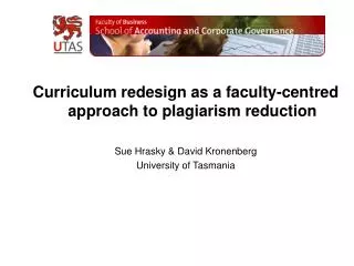 Curriculum redesign as a faculty-centred approach to plagiarism reduction