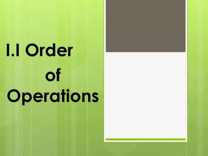 i i order of operations