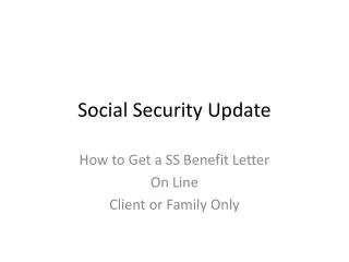 Social Security Update