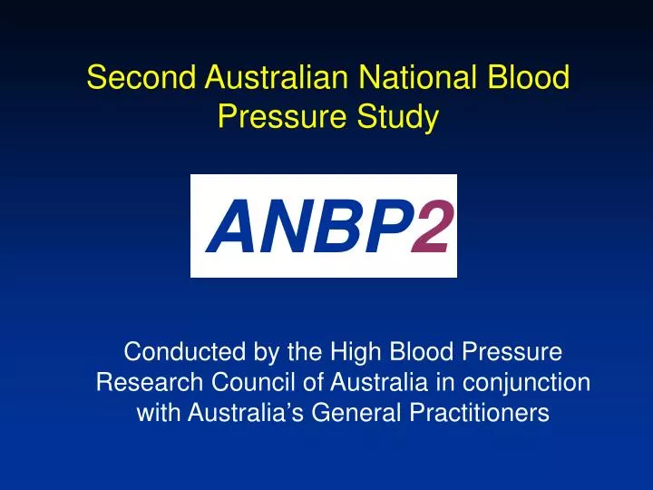 second australian national blood pressure study