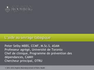 l aide au sevrage tabagique