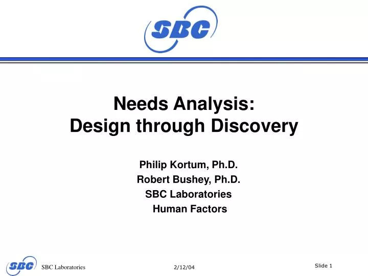 needs analysis design through discovery