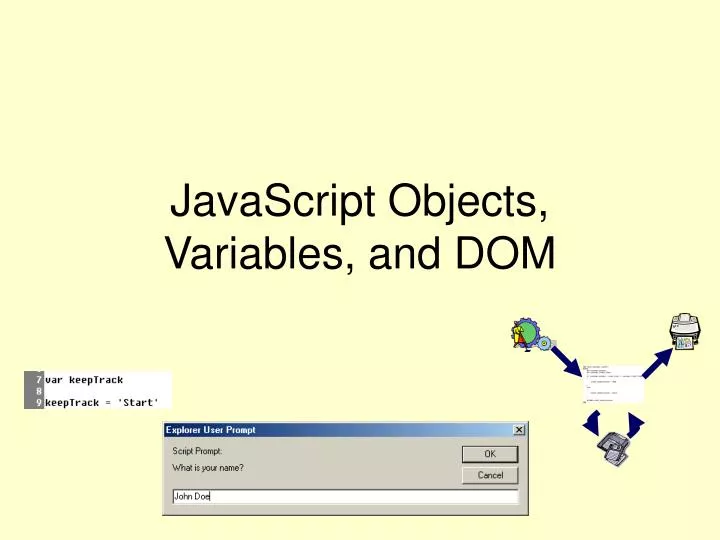javascript objects variables and dom