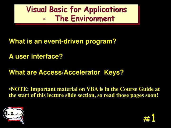 visual basic for applications the environment