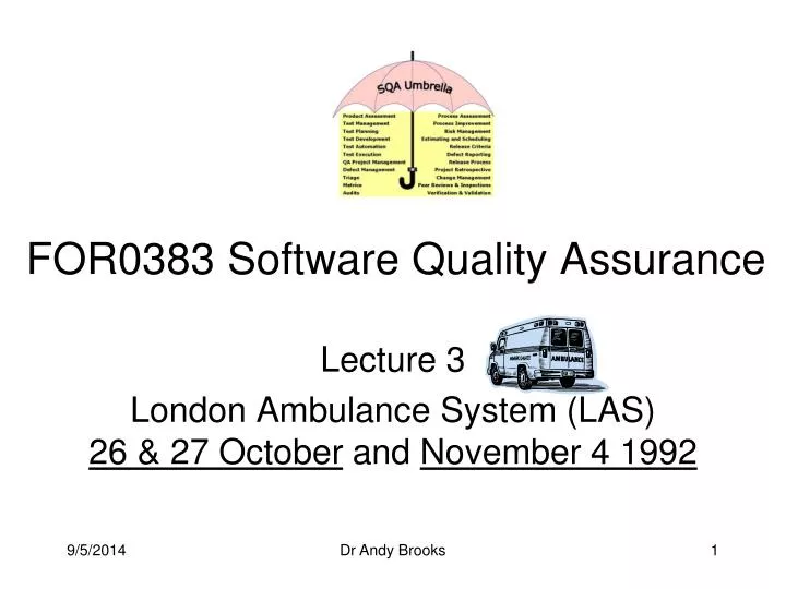 for0383 software quality assurance